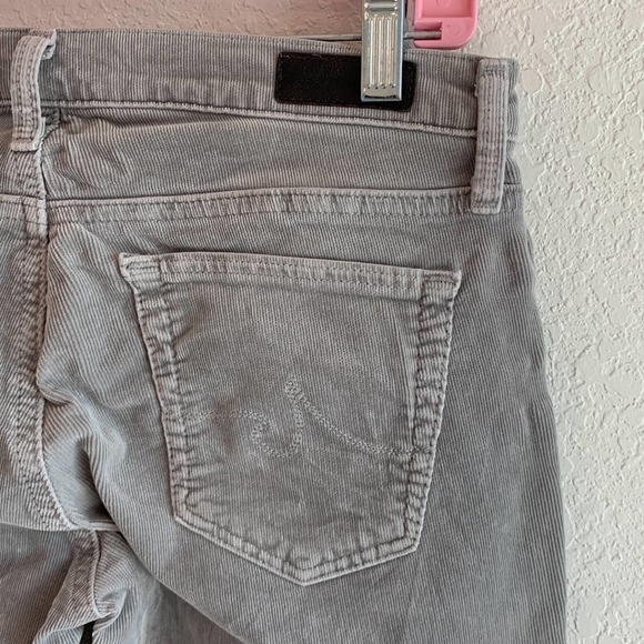 AG Adriano Goldschmied Grey Corduroy The Stevie Ankle Skinny Straight Jeans - Picture 4 of 5